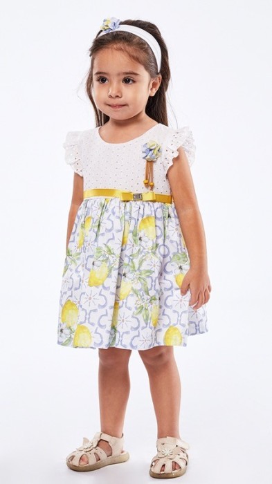 Βρεφικό Φόρεμα με Κορδέλα Κορίτσι Εβίτα 226549 Κίτρινο