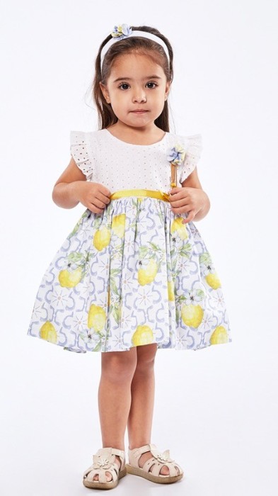 Βρεφικό Φόρεμα με Κορδέλα Κορίτσι Εβίτα 226549 Κίτρινο