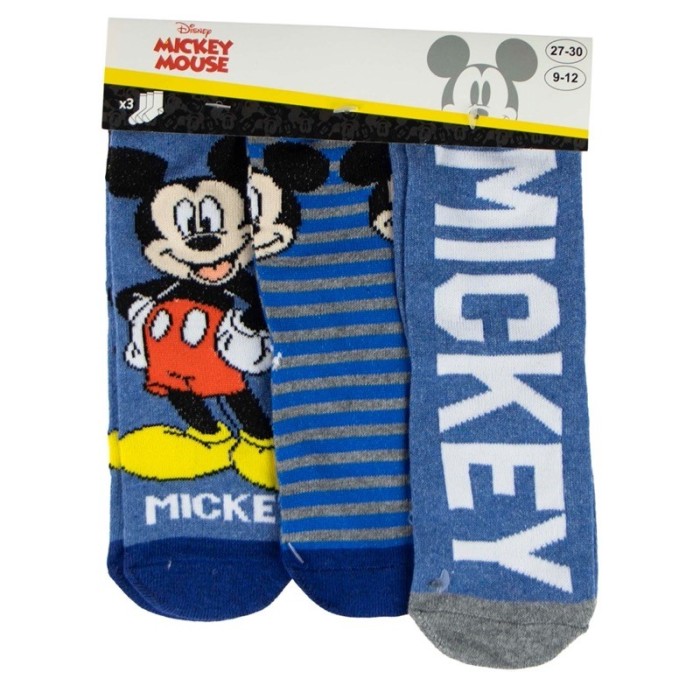 Παιδικά Καλτσάκια 3 τμχ Αγόρι Disney Mickey Mouse 38012 Μπλε