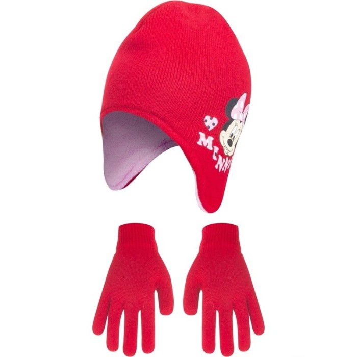 Παιδικό Σετ Σκούφος Γάντια Κορίτσι Disney Minnie Mouse 4075 Κόκκινο