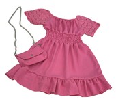 Παιδικό Φόρεμα με Τσαντάκι Κορίτσι 7359 Φούξια - pigikids.gr - Παιδικά Ρούχα, Βαπτιστικά Πακέτα