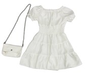 Παιδικό Φόρεμα με Τσαντάκι Κορίτσι 2225 Λευκό - pigikids.gr - Παιδικά Ρούχα, Βαπτιστικά Πακέτα
