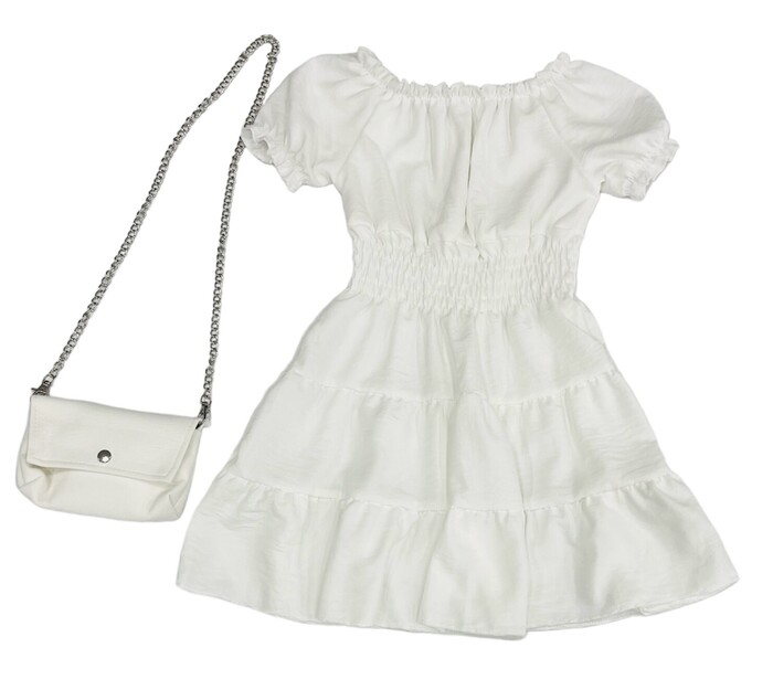Παιδικό Φόρεμα με Τσαντάκι Κορίτσι 2225 Λευκό