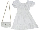 Παιδικό Φόρεμα με Τσαντάκι Κορίτσι 9905 Λευκό - pigikids.gr - Παιδικά Ρούχα, Βαπτιστικά Πακέτα