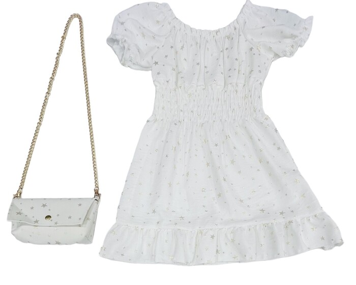 Παιδικό Φόρεμα με Τσαντάκι Κορίτσι 9905 Λευκό