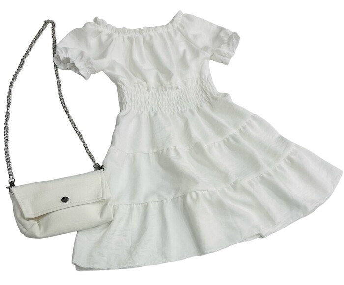 Παιδικό Φόρεμα με Τσαντάκι Κορίτσι 2225 Λευκό