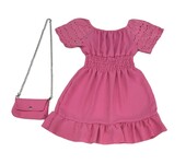 Παιδικό Φόρεμα με Τσαντάκι Κορίτσι 7359 Φούξια - pigikids.gr - Παιδικά Ρούχα, Βαπτιστικά Πακέτα