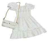 Παιδικό Φόρεμα με Τσαντάκι Κορίτσι 9905 Λευκό - pigikids.gr - Παιδικά Ρούχα, Βαπτιστικά Πακέτα