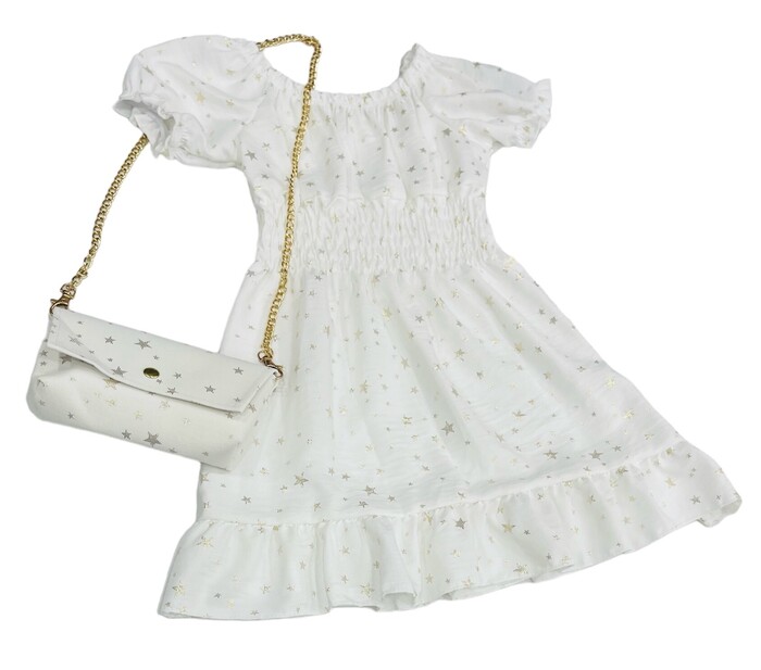 Παιδικό Φόρεμα με Τσαντάκι Κορίτσι 9905 Λευκό